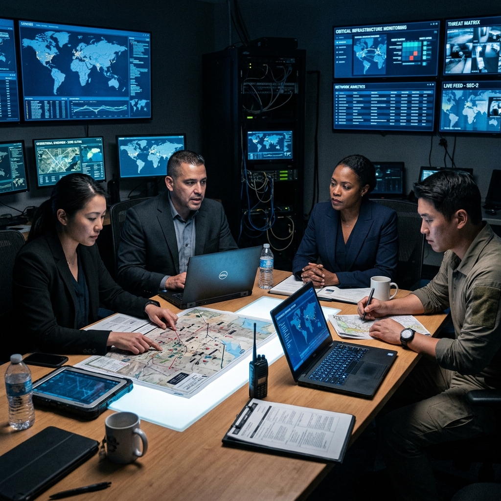Granite Intel & Protection security team briefing in operations room